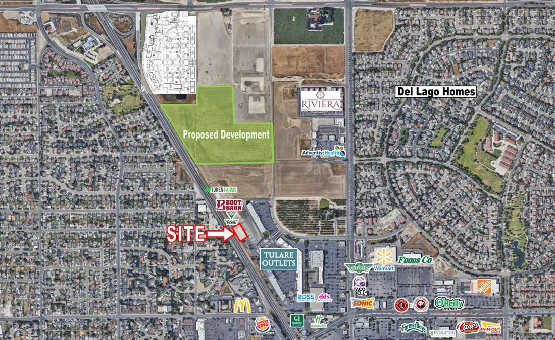 Commercial Retail Parcel Available Off HWY-99 in Tulare, CA