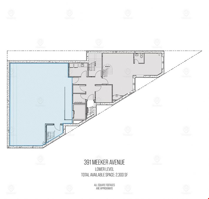 2,300 SF | 391 Meeker Ave | Vanilla Box Retail Space for Lease