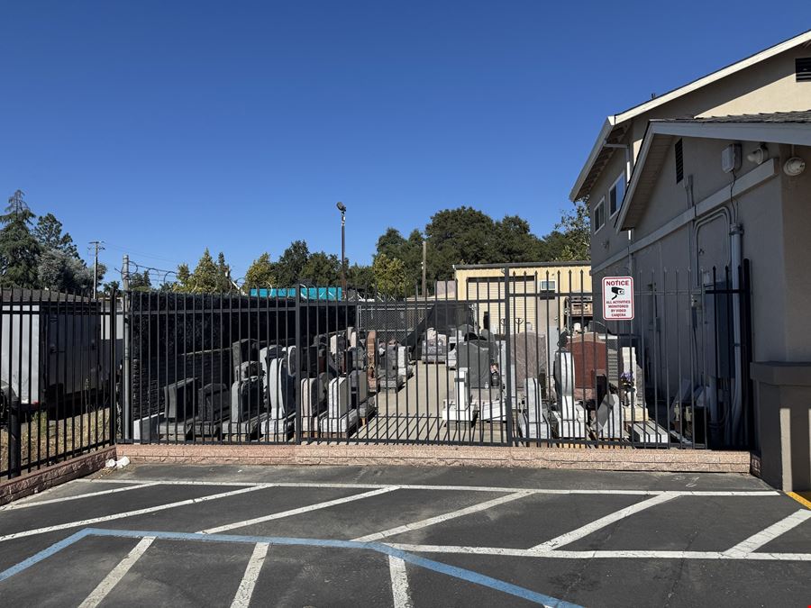 Office with detached shop and gated yard