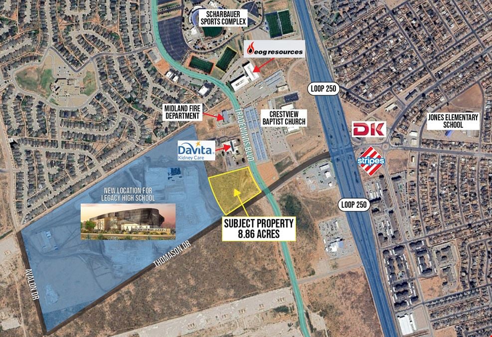 8.86 Acres for Development Near New Site for Midland Lee HS