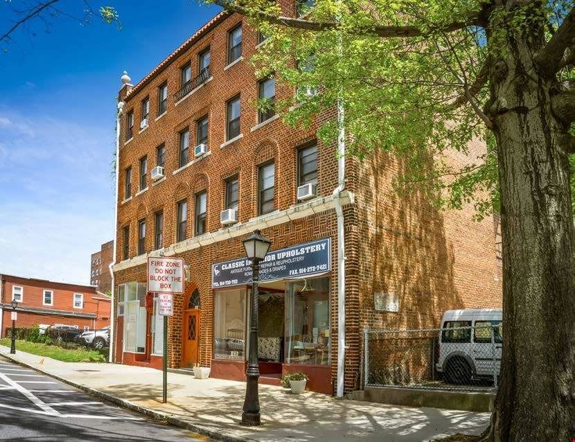 214 Fifth Avenue, Pelham, NY, 10803. A GEM, CLASSIC BRICK 14 UNIT BLDG W/2 GROUND LEVEL COMMERCIAL UNITS.